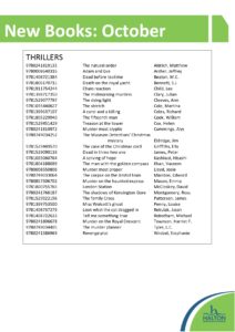 New book list October 2026, thriller genre