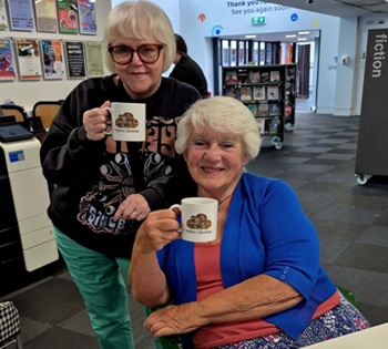 Coffee Morning 350x315 Two library users enjoying our coffee morning