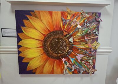 Flower artwork on display